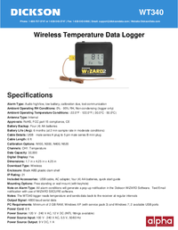 Thumbnail of document Data Sheet - WT3 Wireless Temperature Data Loggers